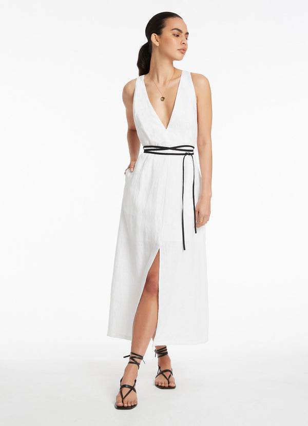 Seafolly Jetset Plunge Belt Dress - White