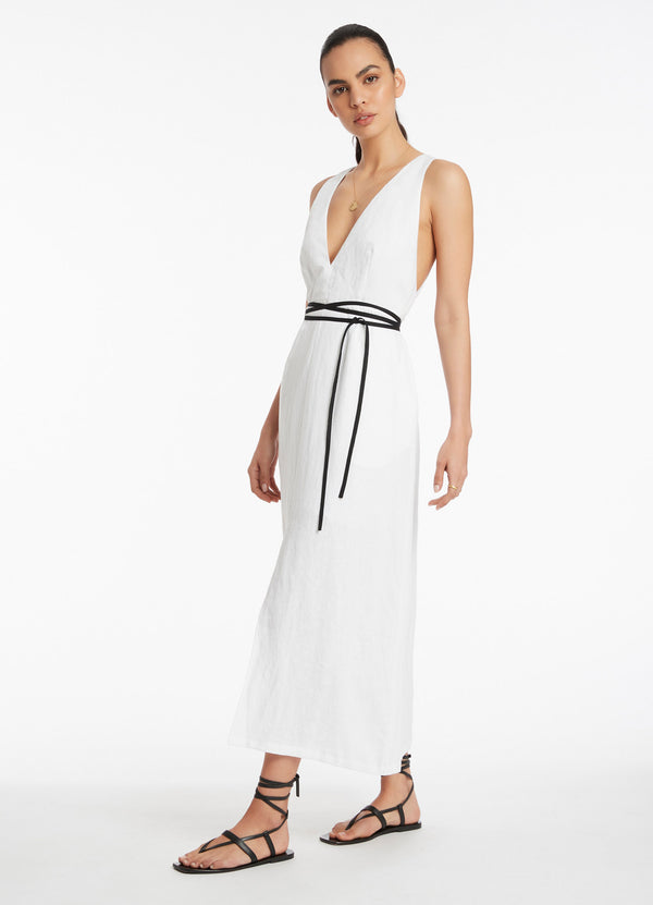 Seafolly Jetset Plunge Belt Dress - White