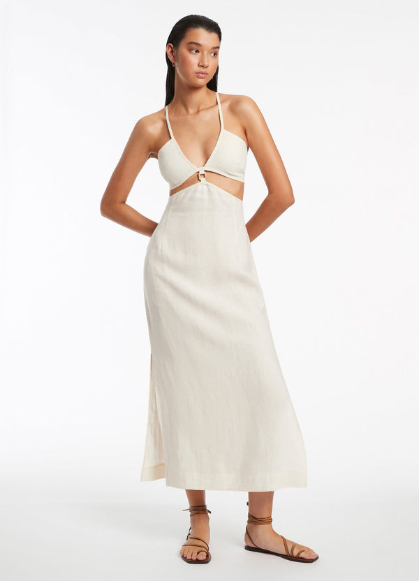 Seafolly Jetset Plunge Cut Out Dress - Cream