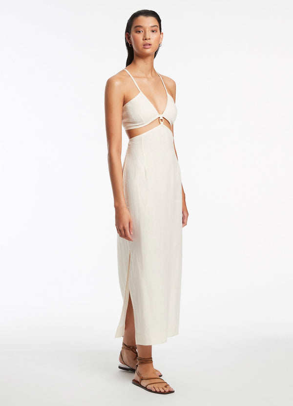 Seafolly Jetset Plunge Cut Out Dress - Cream