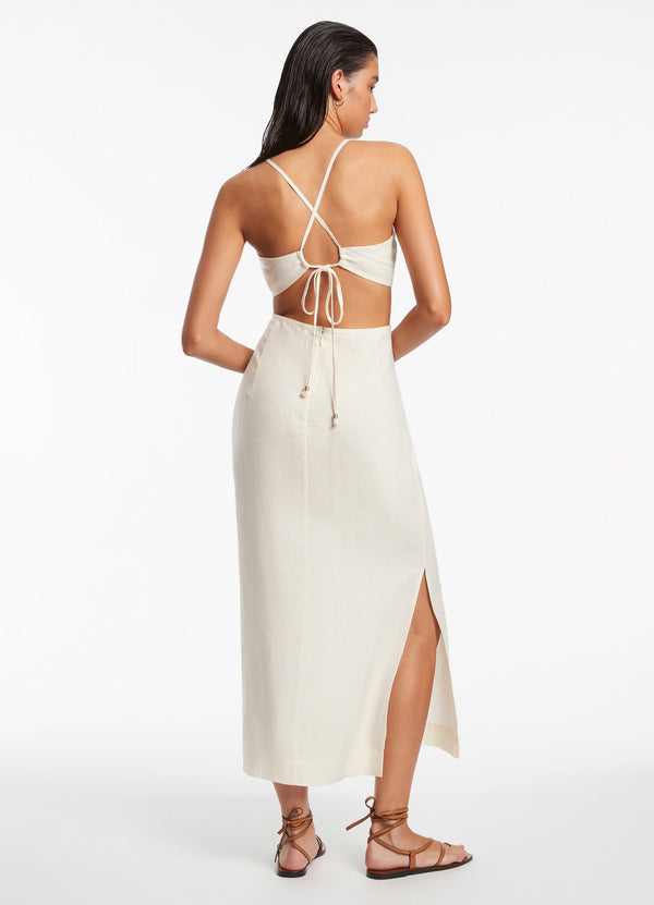 Seafolly Jetset Plunge Cut Out Dress - Cream