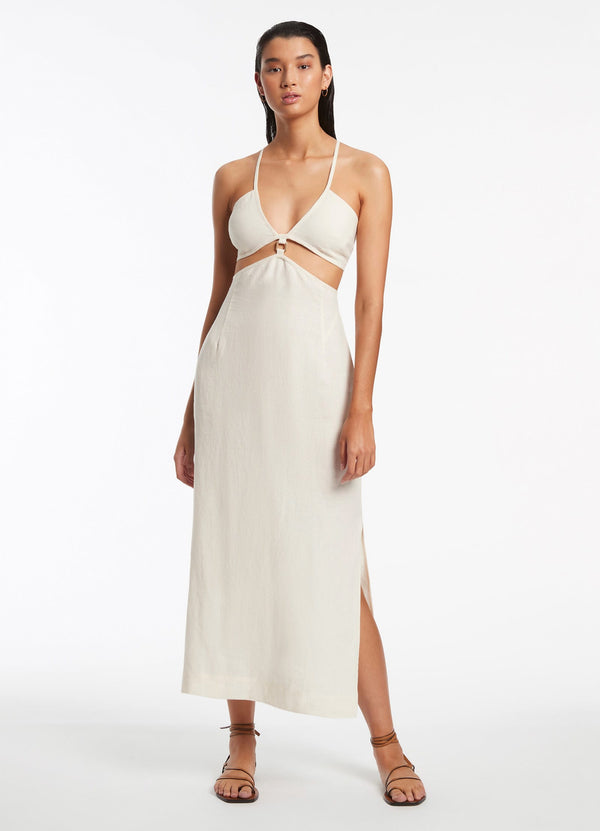 seafolly Jetset Plunge Cut Out Dress - Cream