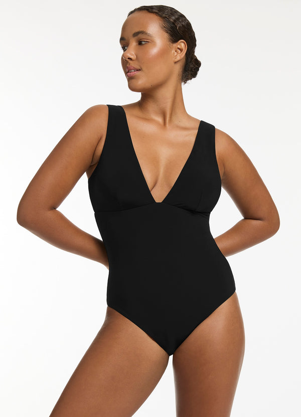 seafolly Jetset Plunge One Piece - Black