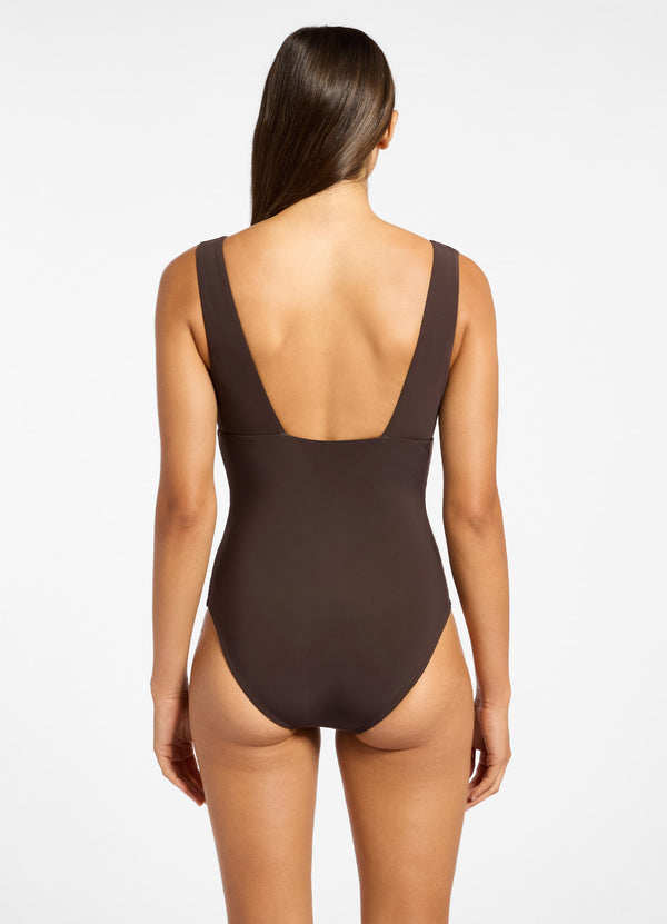 Seafolly Jetset Plunge One Piece - Chocolate