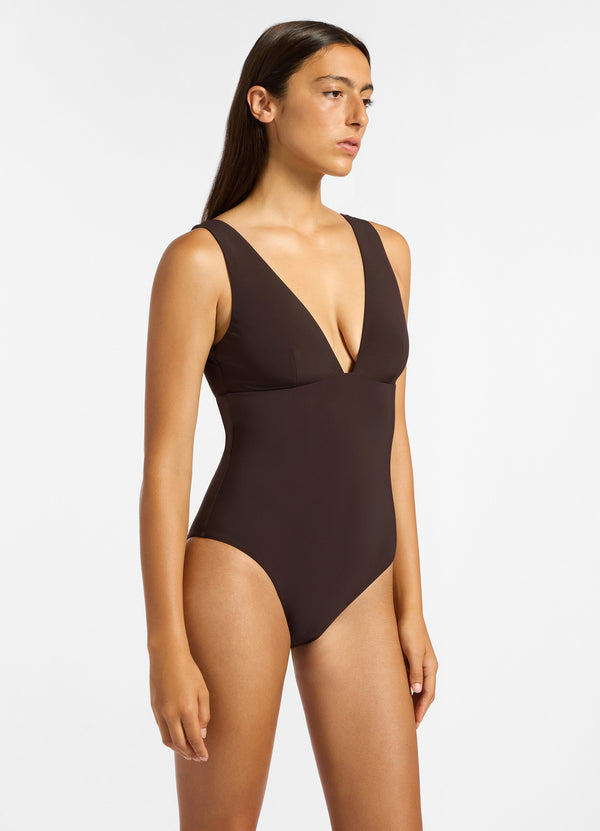 Seafolly Jetset Plunge One Piece - Chocolate