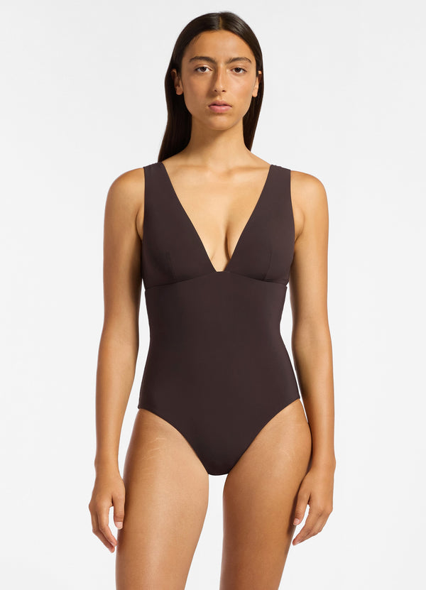 Seafolly Jetset Plunge One Piece - Chocolate