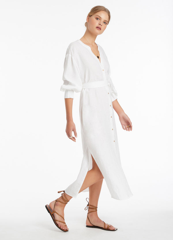 Seafolly Jetset Shirred Cuff Shirt Dress - White