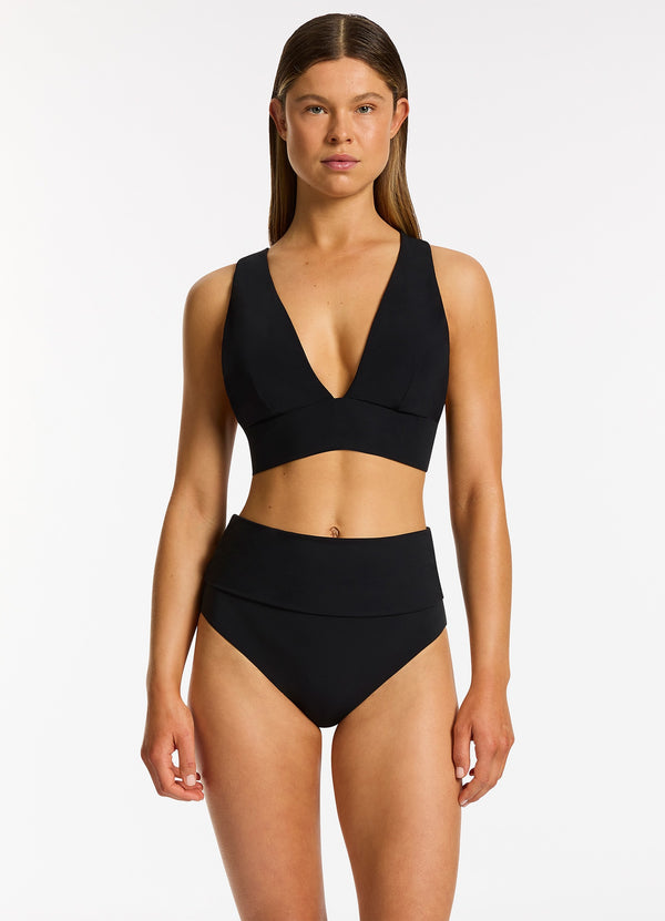 seafolly Jetset Soft Triangle Bikini Top - Black