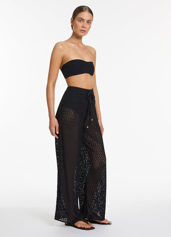 Seafolly Jetset Stretch Lace Pant - Black