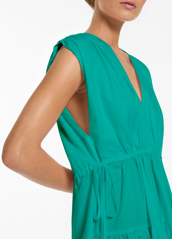 Seafolly Jetset Tiered Mini Dress - Mineral