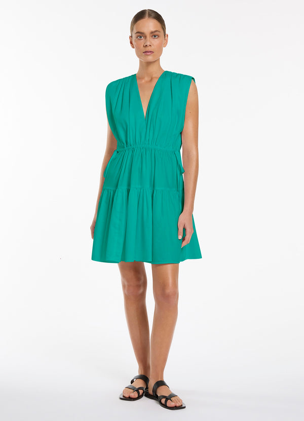 seafolly Jetset Tiered Mini Dress - Mineral
