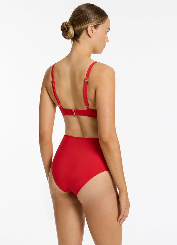Seafolly Jetset Trim C-D Triangle Bikini Top - Rosso