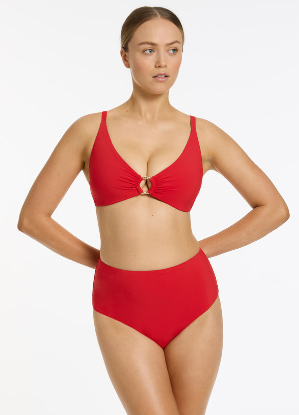 seafolly Jetset Trim C-D Triangle Bikini Top - Rosso