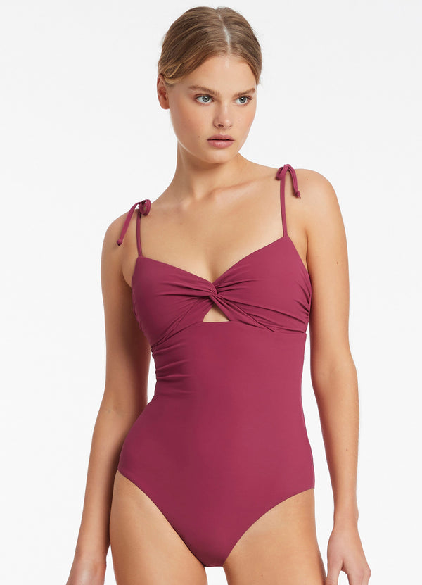 Seafolly Jetset Twist Front One Piece - Orchid