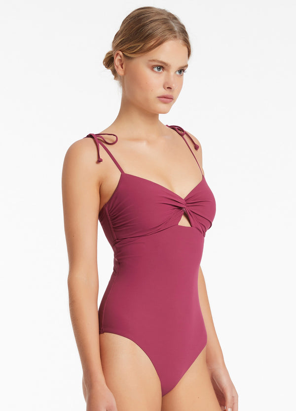 Seafolly Jetset Twist Front One Piece - Orchid