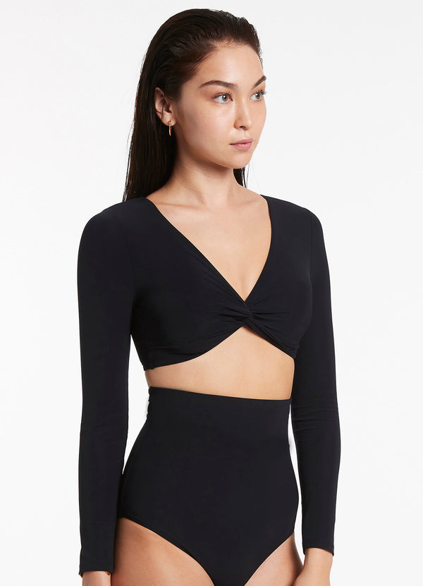 Seafolly Jetset Twist Front Top - Black