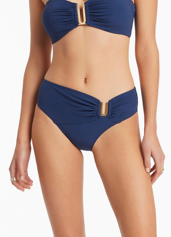 Seafolly Jetset U Trim Mid Pant - Pacific Blue