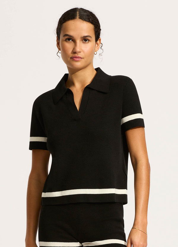Seafolly Knit Polo Shirt - Black