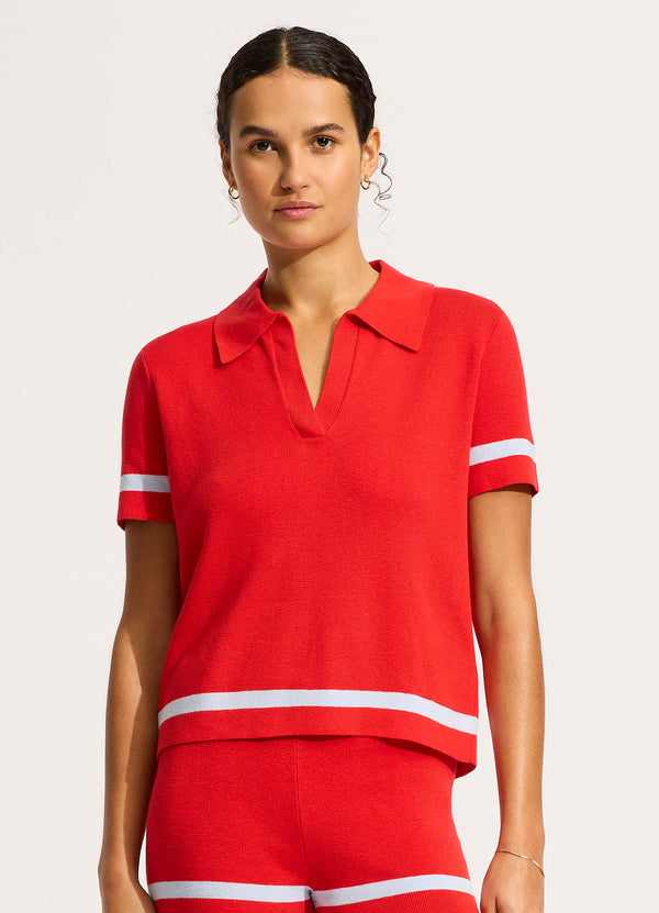 Seafolly Knit Polo Shirt - Flame