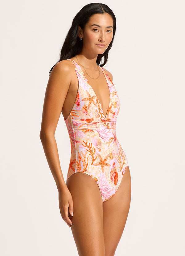 Seafolly La Mer Cross Back One Piece - White