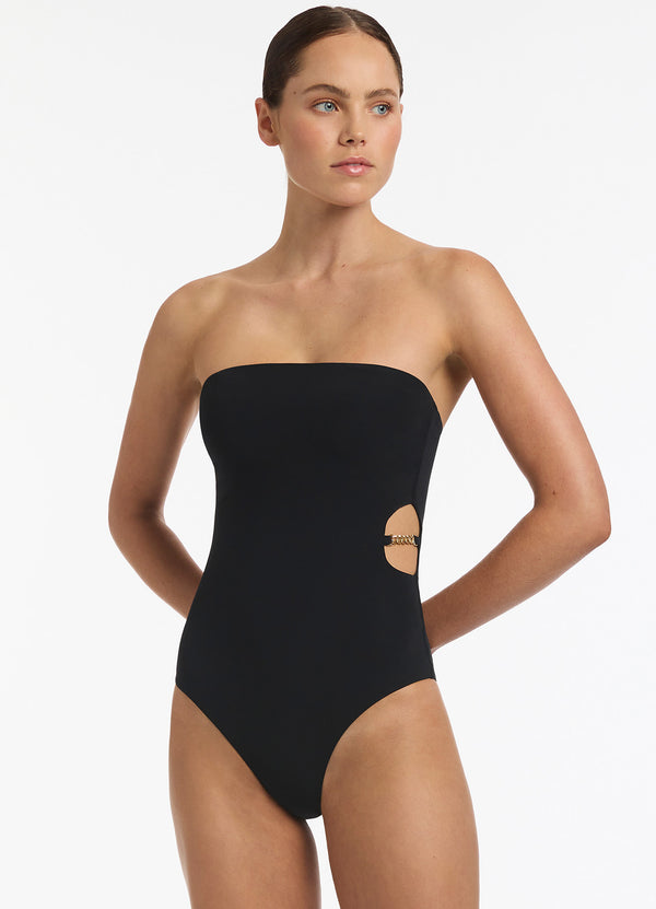 Seafolly Lien Bandeau Minimal One Piece - Black