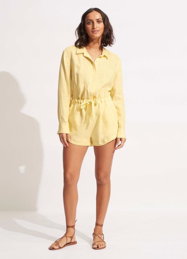 Seafolly Linen Playsuit - Lemon