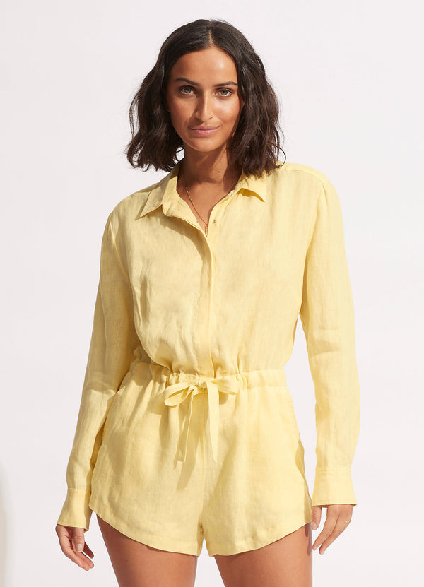 Seafolly Linen Playsuit - Lemon