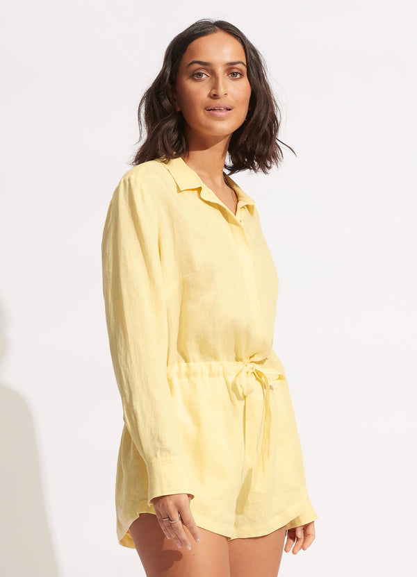 Seafolly Linen Playsuit - Lemon