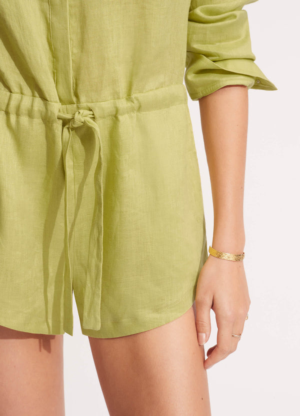 Seafolly Linen Playsuit - Soft Olive