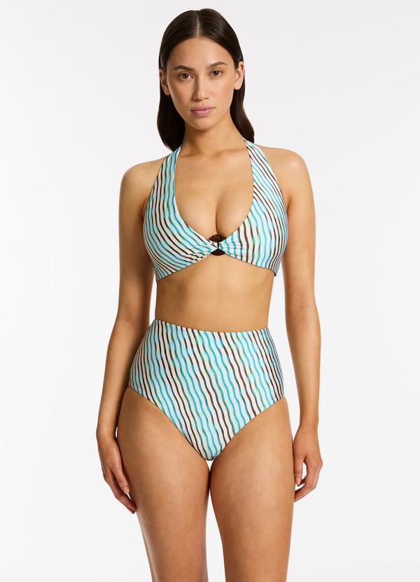 seafolly Lotus Halter Tie Bikini Top - Teal