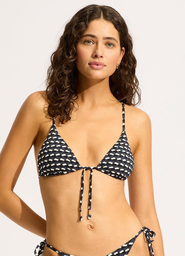 Seafolly Mala Slide Triangle Bikini Top - Black