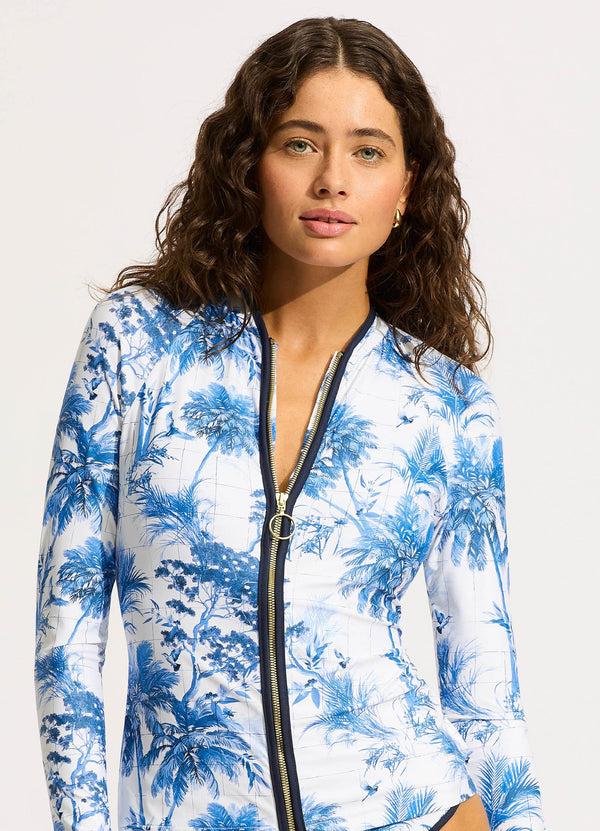 Seafolly Marbella Long Sleeve Rashvest - White