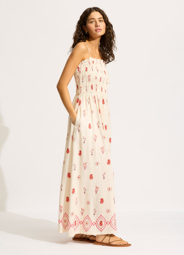 Seafolly Marbella Shirred Maxi Dress - Flame