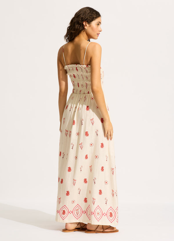 Seafolly Marbella Shirred Maxi Dress - Flame