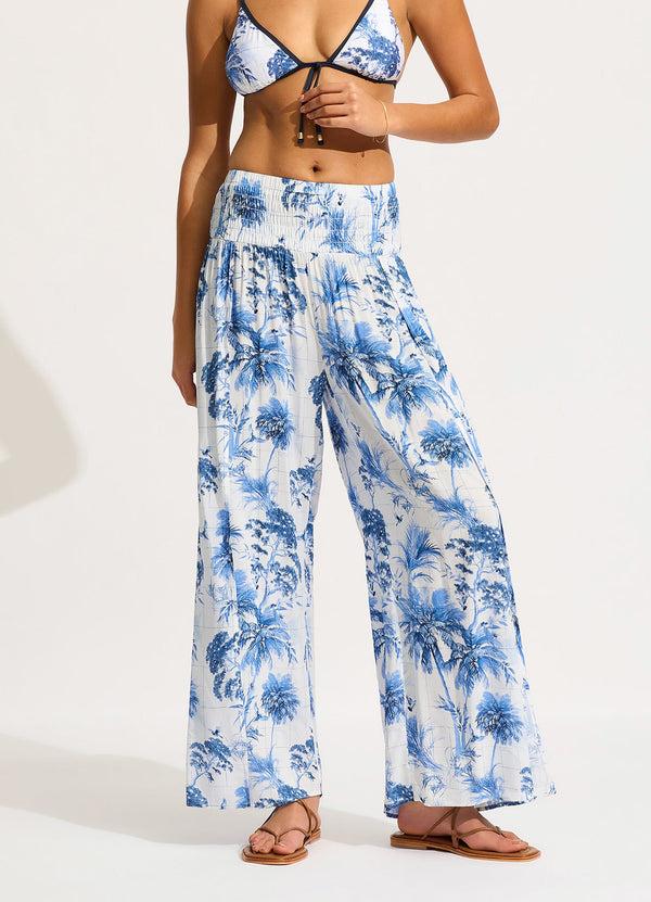 Seafolly Marbella Shirred Waist Wrap Pant - White