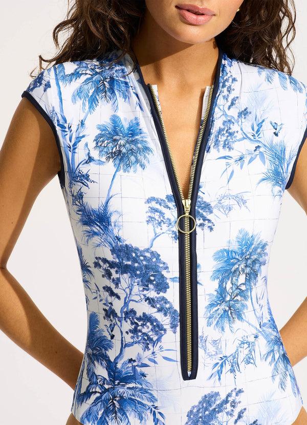 Seafolly Marbella Zip Front One Piece - White