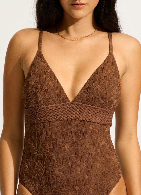 Seafolly Marloe V Neck One Piece - Tiramisu
