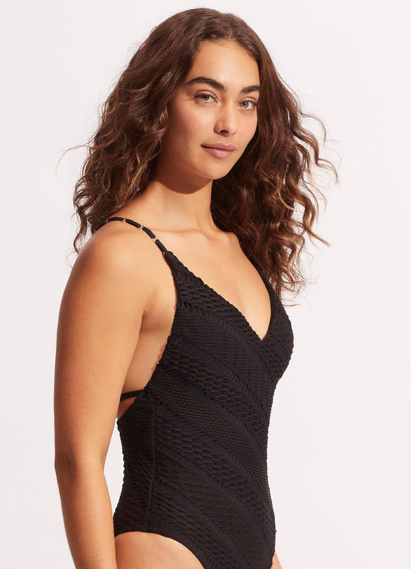 Seafolly Marrakesh V Neck One Piece - Black