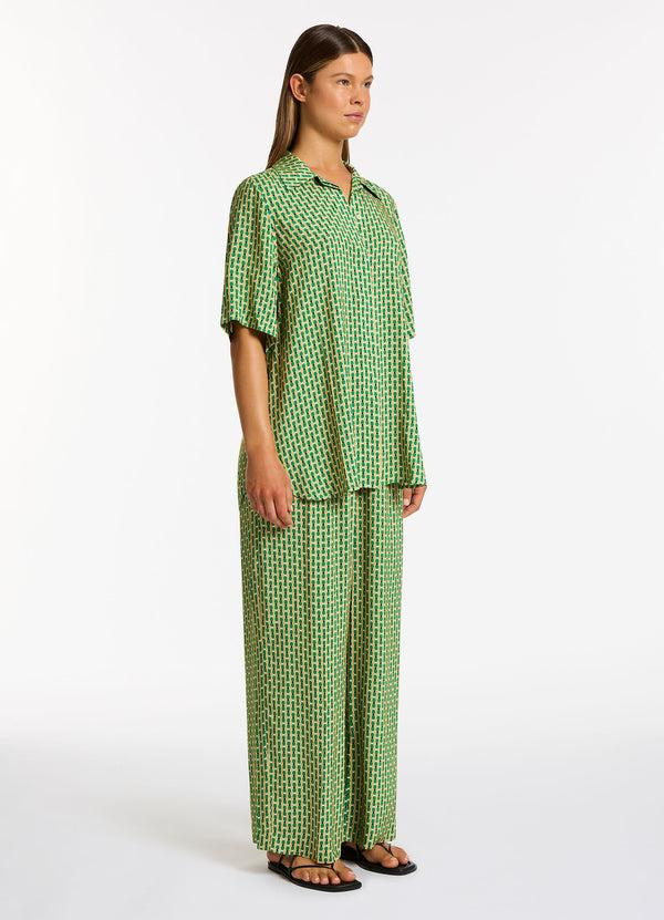 Seafolly Mattala Geo Short Sleeve Shirt - Flora