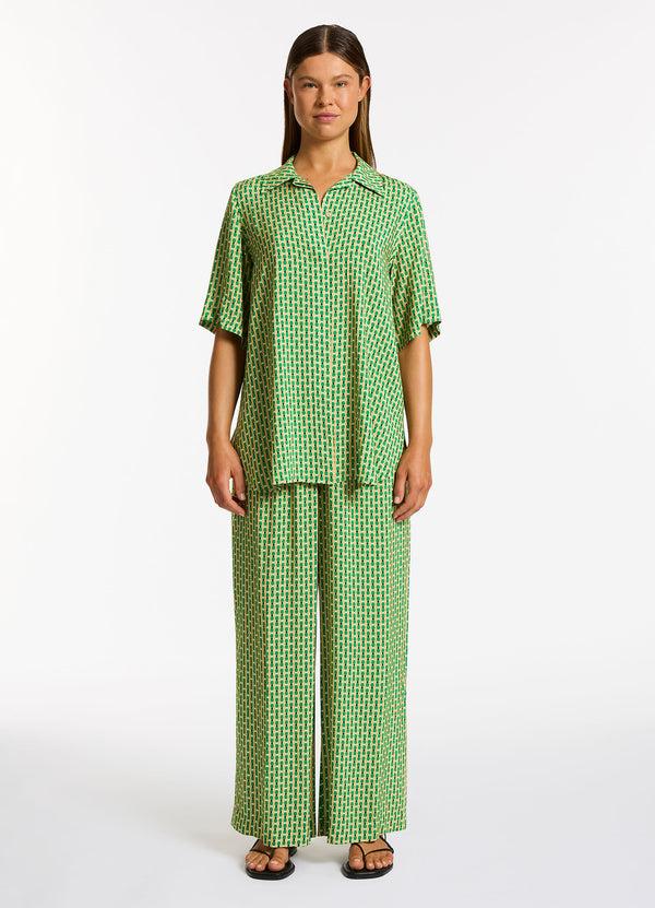 seafolly Mattala Geo Short Sleeve Shirt - Flora