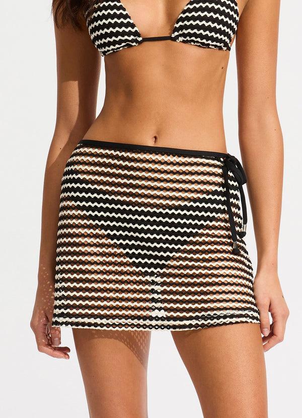 Seafolly Mesh Effect A-Line Skirt - Black