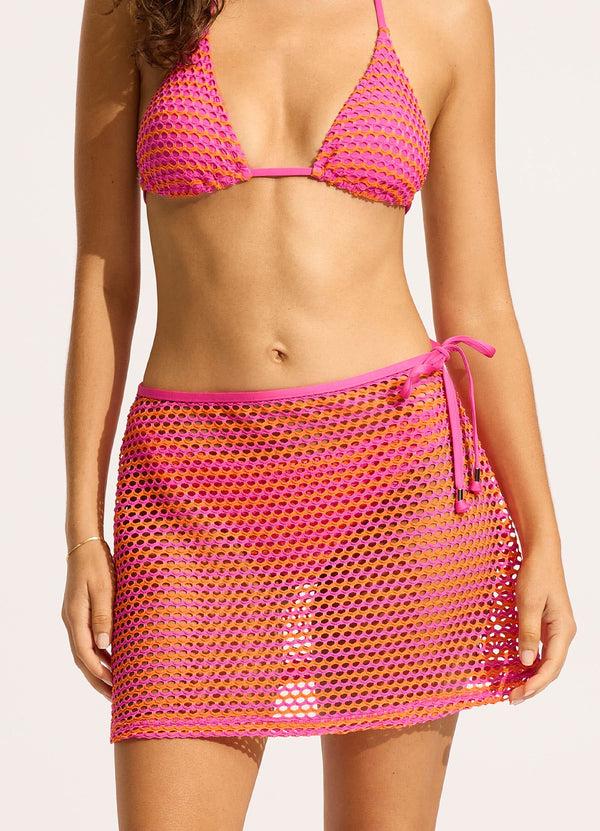 Seafolly Mesh Effect A-Line Skirt - Hot Pink
