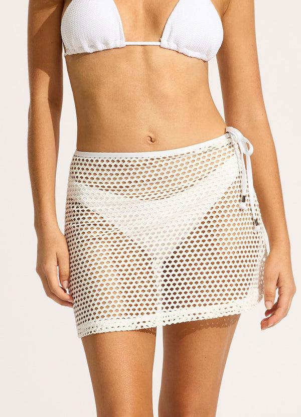 Seafolly Mesh Effect A-Line Skirt - White