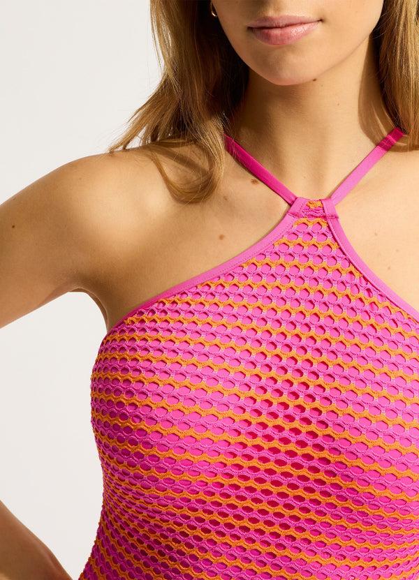 Seafolly Mesh Effect DD Cup One Piece - Hot Pink