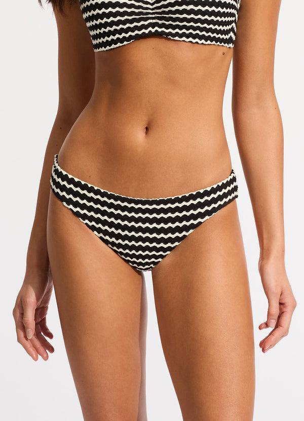 Seafolly Mesh Effect Hipster Bikini Bottom - Black