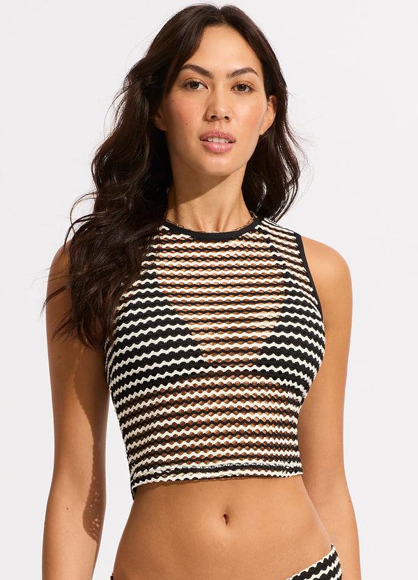 Seafolly Mesh Effect Tank Top - Black