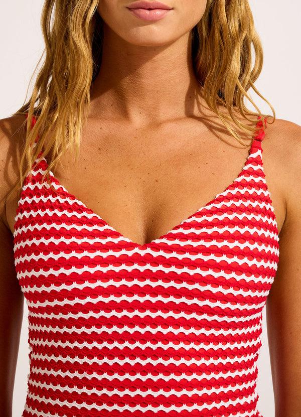 Seafolly Mesh Effect V Neck One Piece Swimsuit