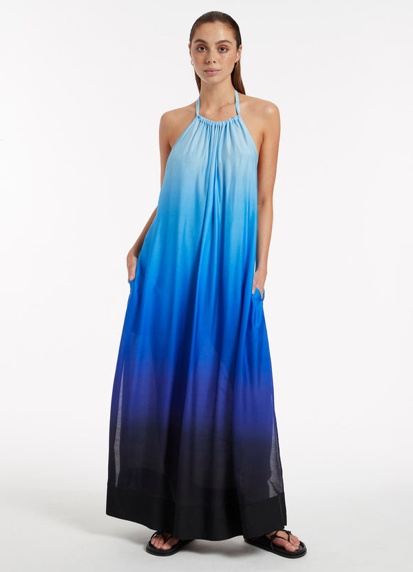 seafolly Oia Sunset Halter Maxi Dress - Ocean