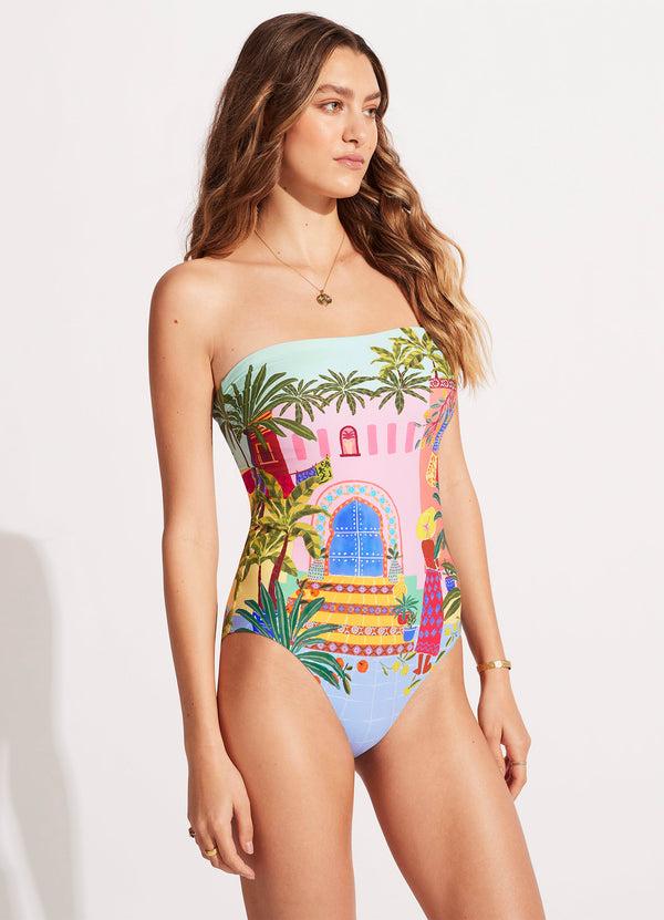 Seafolly On Vacation Bandeau One Piece - Azure