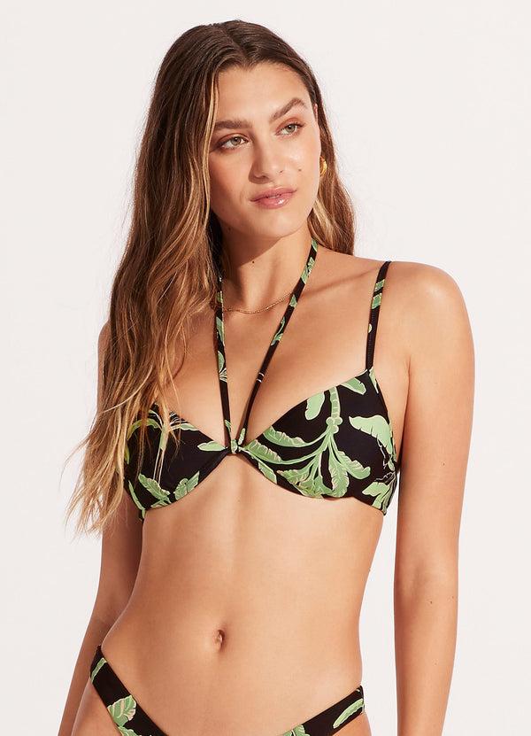 Seafolly Palm Paradise Split Wire Bustier - Black